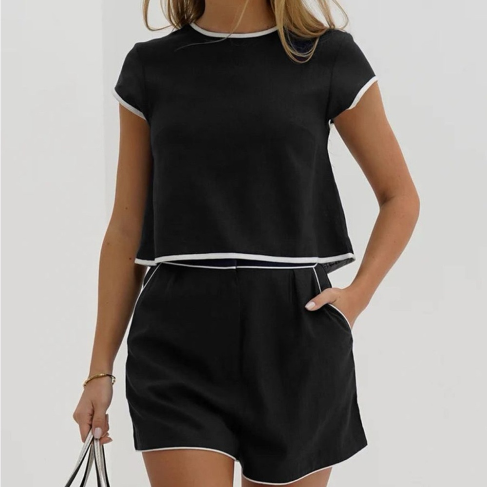 Commense Blue Shorts & Top with White Trim